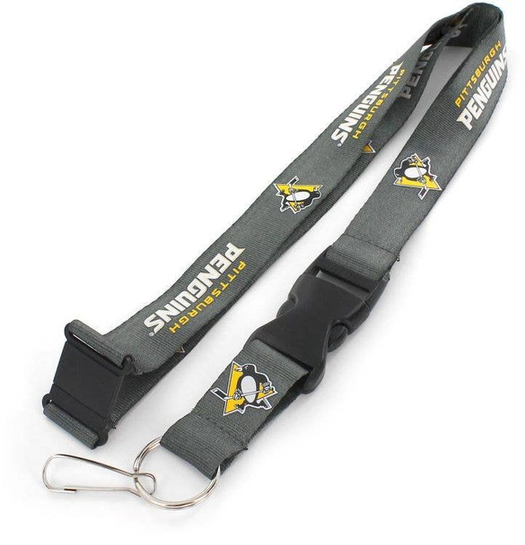NHL Pittsburgh Penguins Team Lanyard Keychain ID Holder NHL Fan Accessory, Charcoal