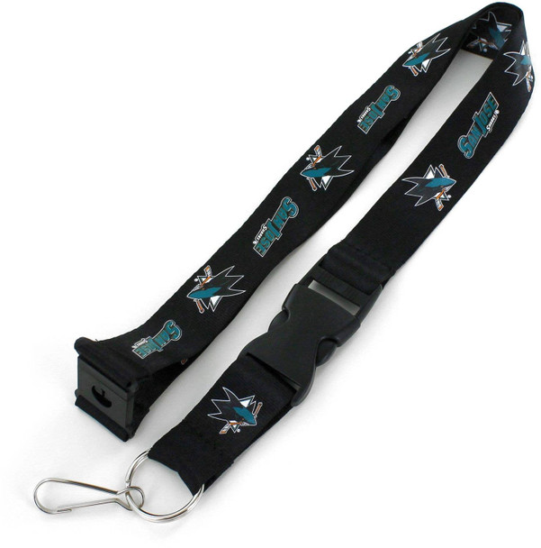 NHL San Jose Sharks Team Lanyard Keychain ID Holder NHL Fan Accessory, Black