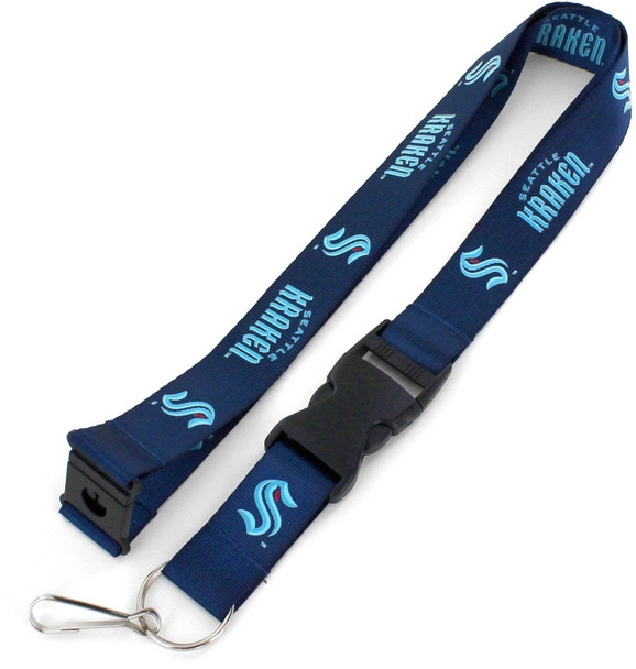 NHL Seattle Kraken Team Lanyard Keychain ID Holder NHL Fan Accessory, Navy