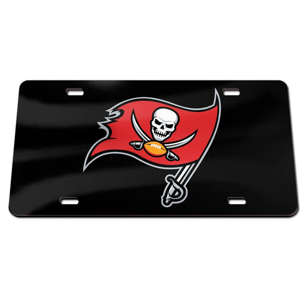 Tampa Bay Buccaneers Black Crystal Mirror Laser License Plate