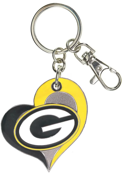 Green Bay Packers Swirl Heart Keyring