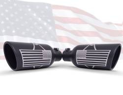 Gibson Black Ceramic Coated Patriot Flag Rolled Edge Angle Cut Exhaust Tip 3.5" Inlet 6" Outlet 18" Length 71-1016