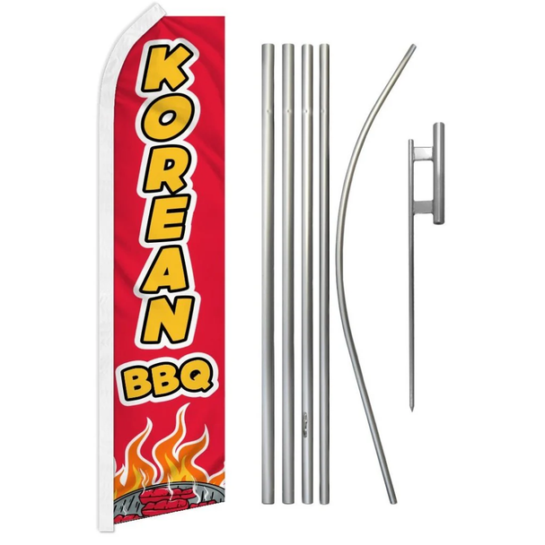Korean BBQ Super Flag & Pole Kit