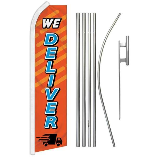 We Deliver (Orange & Blue) Super Flag & Pole Kit