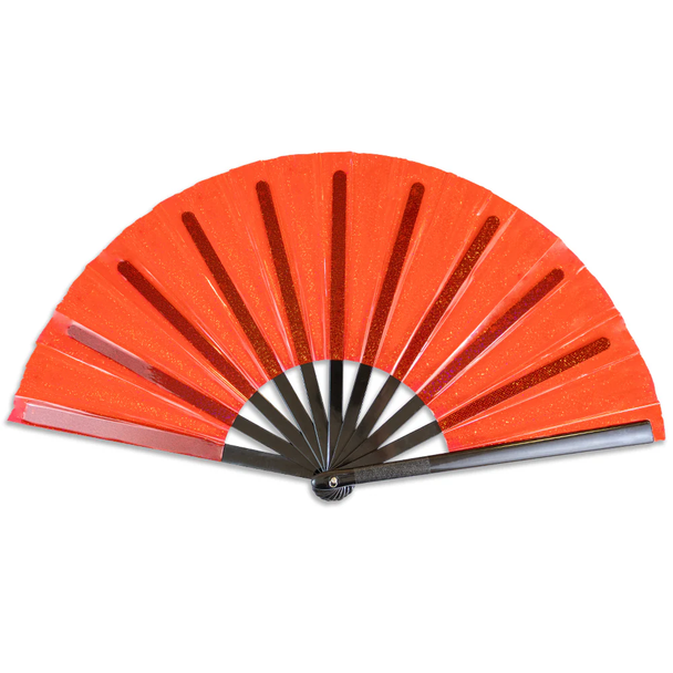 Transparent Glitter Red X-Large Hand Fan