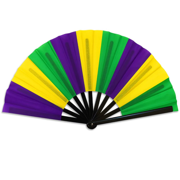 Mardi Gras (Stripes) X-Large Hand Fan