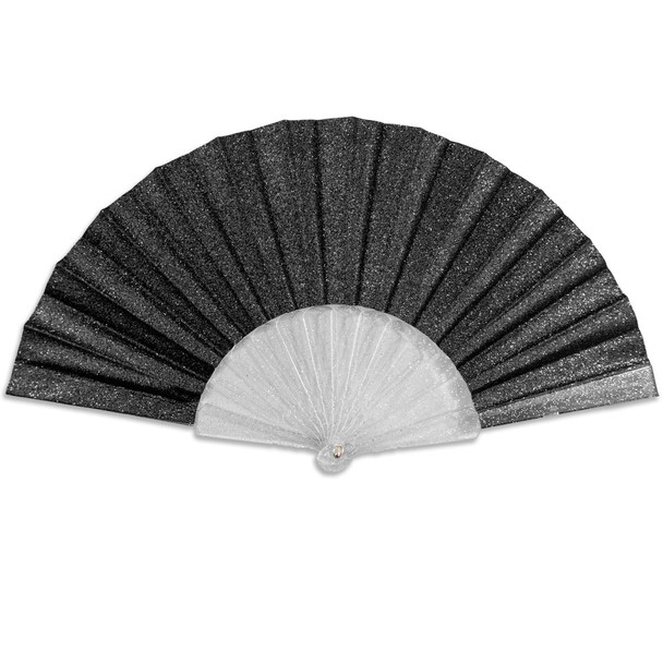 Glitter Black Small Hand Fan (Clear Handle