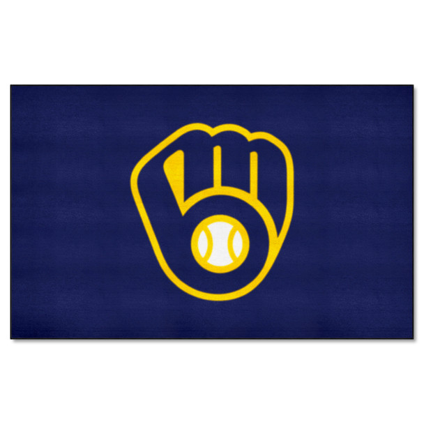 Milwaukee Brewers Ulti-Mat Rug - 5ft. x 8ft. MB Glove Cap Logo