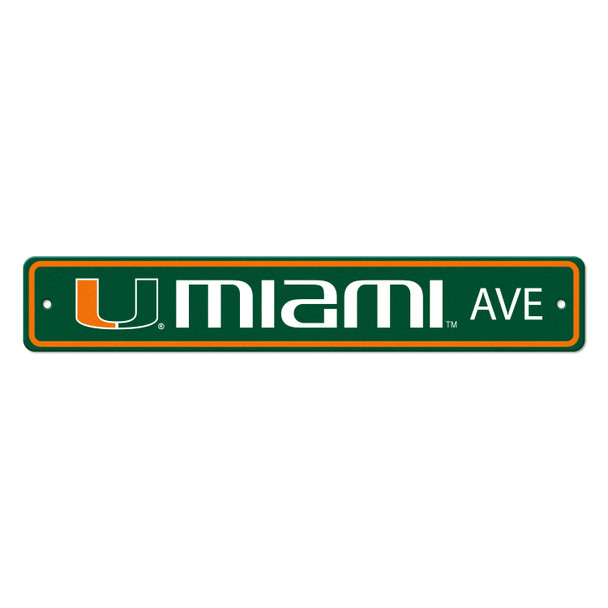Miami Hurricanes Team Color Street Sign D√©cor 4in. X 24in. Lightweight