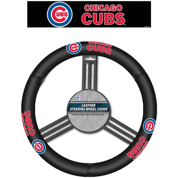 Chicago Cubs Steering Wheel Cover Leather