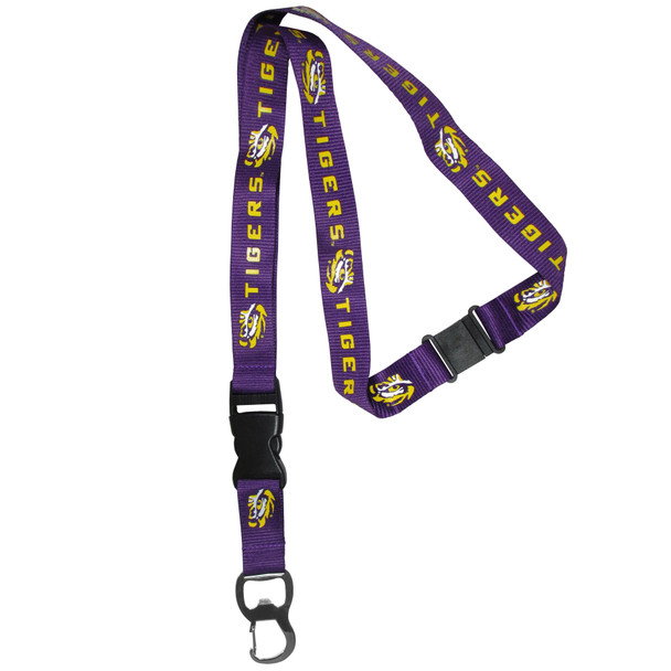 LSU Tigers Lanyard Keychain ID Holder NCAA Fan Accessory, Bottle Opener