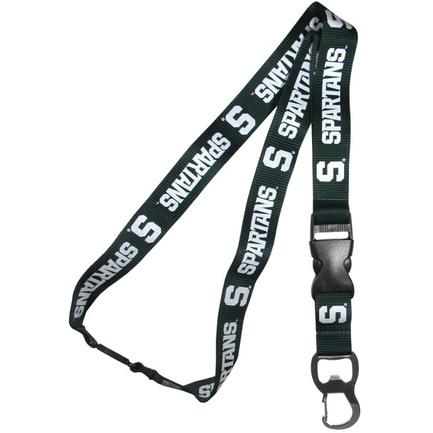 Michigan State Spartans Lanyard Keychain ID Holder NCAA Fan Accessory, Bottle Opener