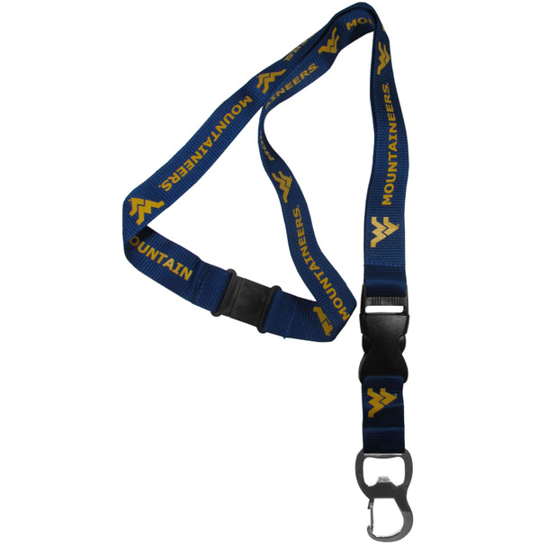 W. Virginia Mountaineers Lanyard Keychain ID Holder NCAA Fan Accessory, Bottle Opener