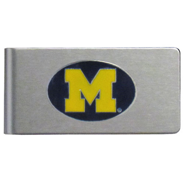 Michigan Wolverines Brushed Metal Money Clip