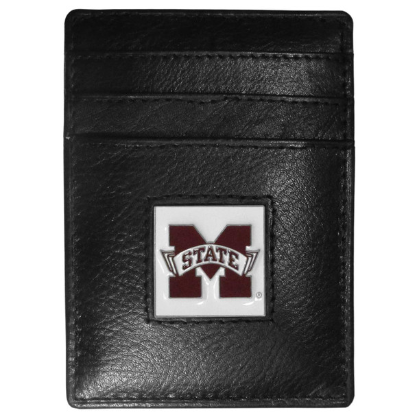 Mississippi St. Bulldogs Leather Money Clip/Cardholder