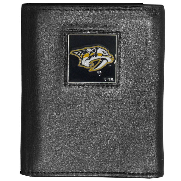 Nashville Predators¬Æ Deluxe Leather Tri-fold Wallet Packaged in Gift Box
