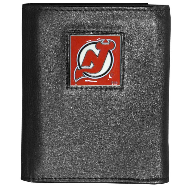 New Jersey Devils¬Æ Deluxe Leather Tri-fold Wallet Packaged in Gift Box