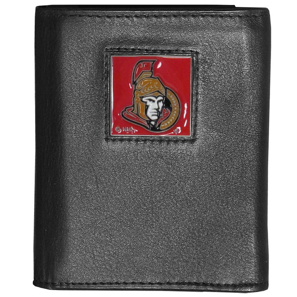 Ottawa Senators¬Æ Deluxe Leather Tri-fold Wallet Packaged in Gift Box
