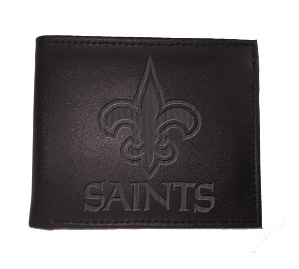 New Orleans Saints Leather Blackout Bi-fold Wallet