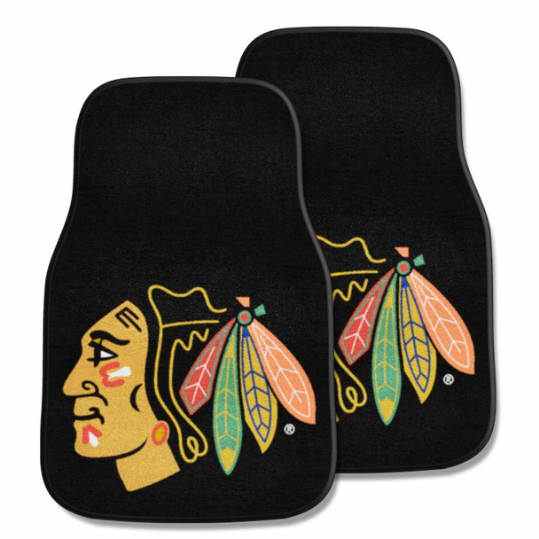 Chicago Blackhawks Front Carpet Car Mat Set - 2 Pieces Blackhawk Head Primary Logo