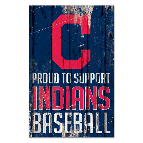 Cleveland Guardians Sign 11x17 Wood Proud to Support Design