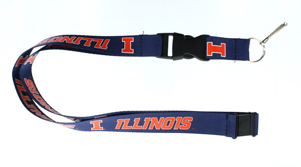 Illinois Fighting Illini Lanyard Keychain ID Holder NCAA Fan Accessory Blue