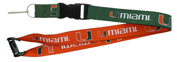 Miami Hurricanes Lanyard Keychain ID Holder NCAA Fan Accessory Reversible