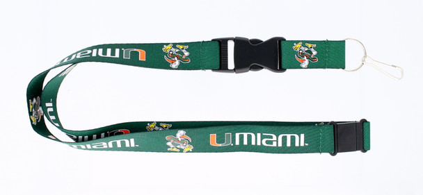 Miami Hurricanes Lanyard Keychain ID Holder NCAA Fan Accessory Green