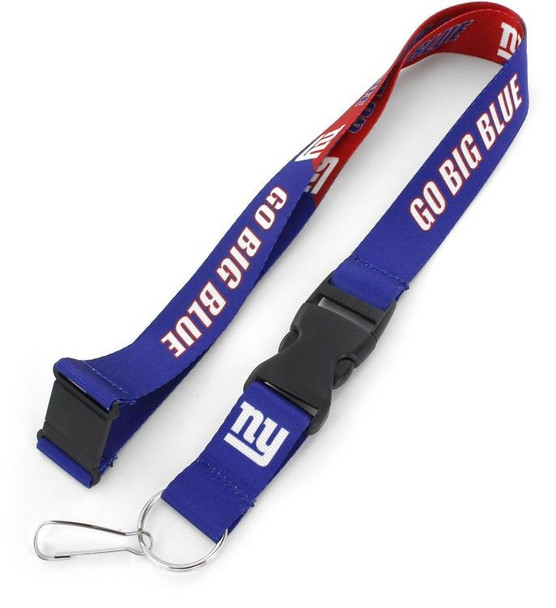 New York Giants Lanyard Keychain ID Holder NFL Fan Accessory Breakaway Style Slogan Design