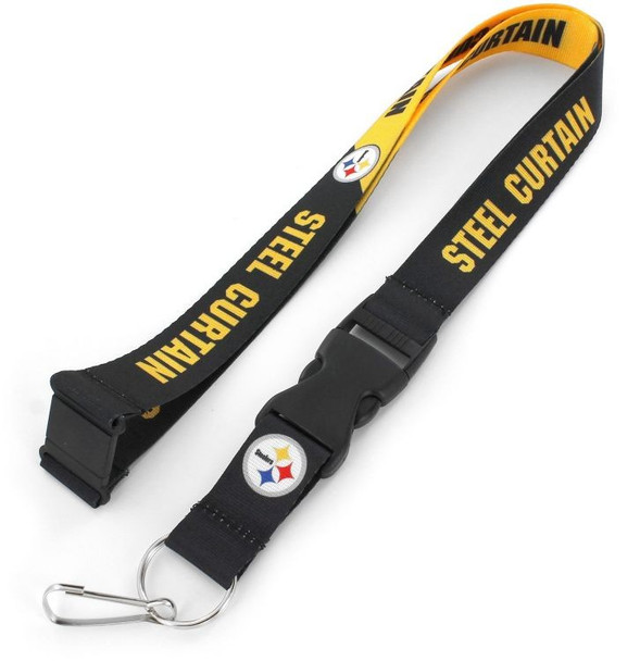 Pittsburgh Steelers Lanyard Keychain ID Holder NFL Fan Accessory Breakaway Style Slogan Design