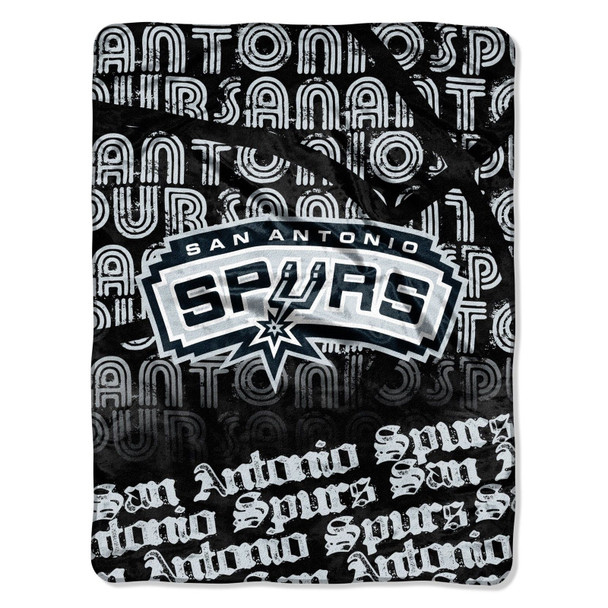 San Antonio Spurs Blanket 46x60 Micro Raschel Redux Design Rolled