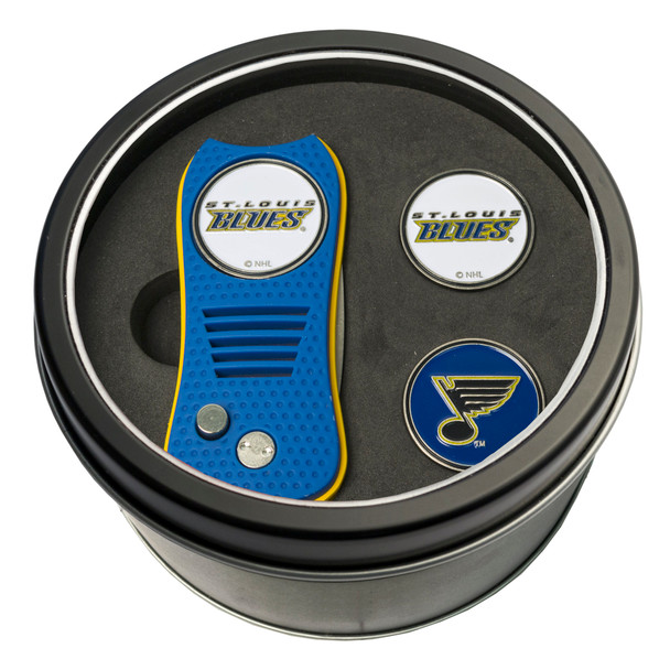 St Louis Blues Tin Gift Set with Switchfix Divot Tool and 2 Ball Markers