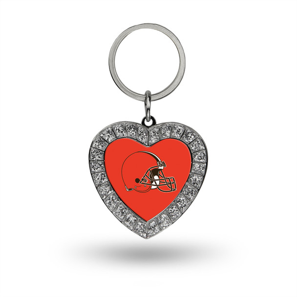 Cleveland Browns Rhinestone Heart Keychain