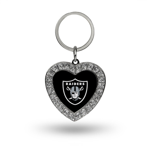 Las Vegas Raiders Rhinestone Heart Keychain