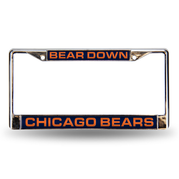 Chicago Bears Laser Chrome License Plate Frame "Bear Down"