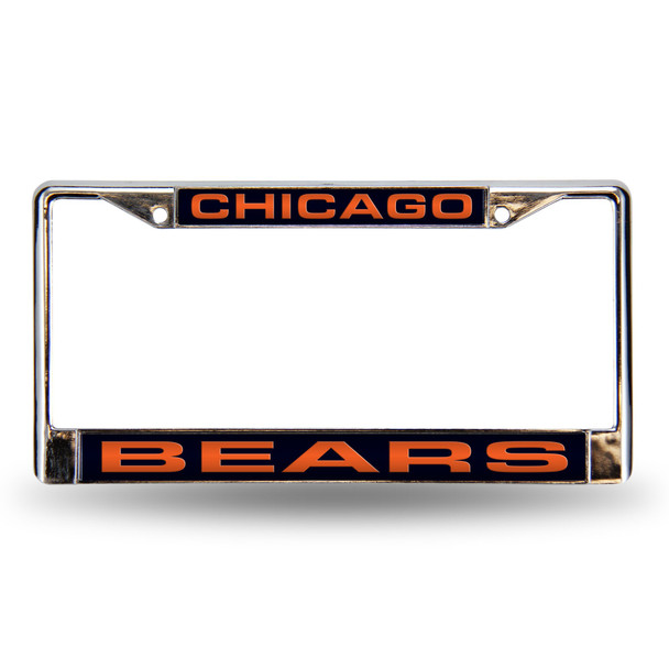 Chicago Bears Laser Chrome License Plate Frame Blue
