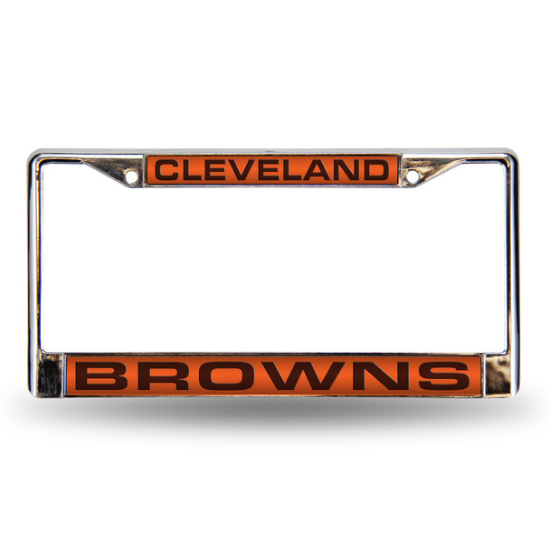 Cleveland Browns Laser Chrome License Plate Frame Orange