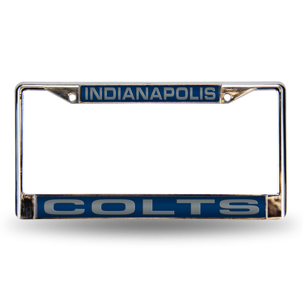 Indianapolis Colts Laser Chrome License Plate Frame Blue