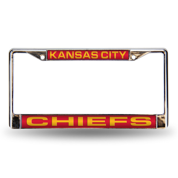 Kansas City Chiefs Laser Chrome License Plate Frame Red