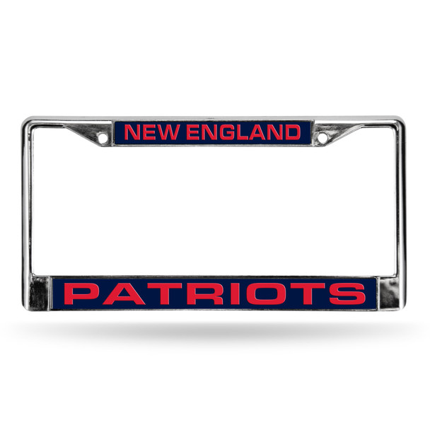 New England Patriots Laser Chrome License Plate Frame Blue