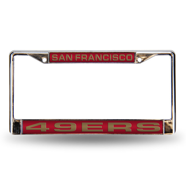 San Francisco 49ers Laser Chrome License Plate Frame Red