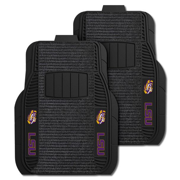 Louisiana State University - LSU Tigers 2-pc Deluxe Car Mat Set LSU Tiger Eye Secondary Logo Black