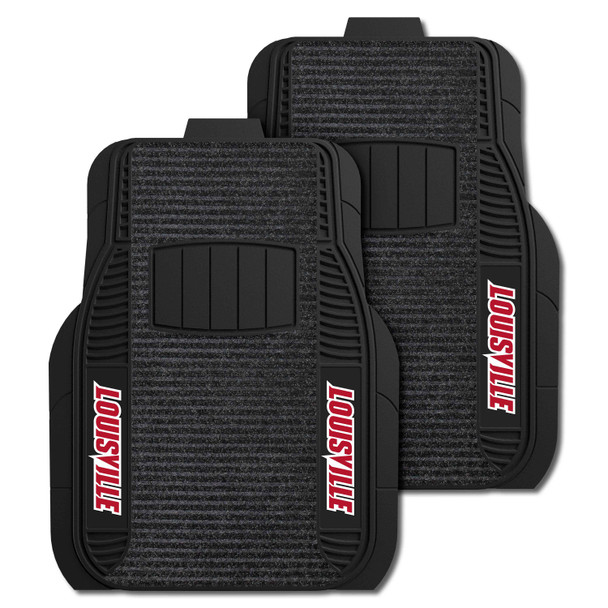 University of Louisville - Louisville Cardinals 2-pc Deluxe Car Mat Set "Louisville" Wordmark Black