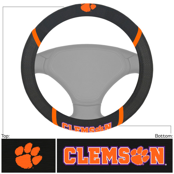 Clemson Tigers Steering Wheel Cover Embroidered NCAA Auto Accessory