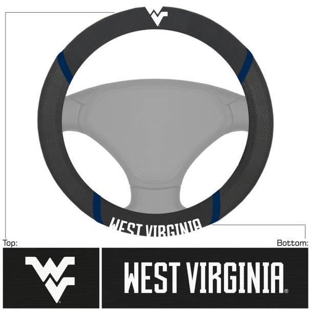 West Virginia Mountaineers Steering Wheel Cover Embroidered NCAA Auto Accessory