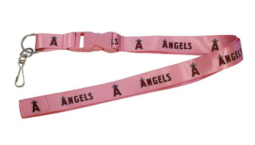 Los Angeles Angels Lanyard Keychain ID Holder MLB Fan Accessory - Breakaway with Key Ring - Pink