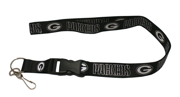 Green Bay Packers Lanyard Keychain ID Holder NFL Fan Accessory - Breakaway with Key Ring - Blackout