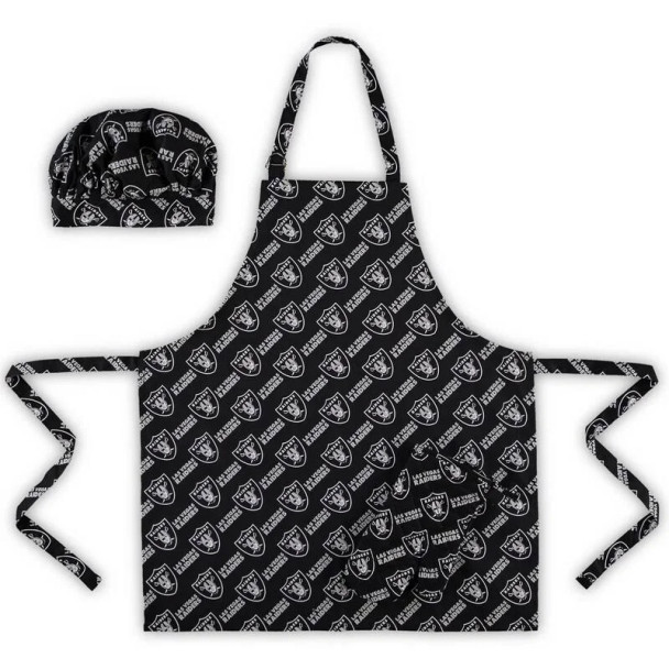Las Vegas Raiders Apron, Oven Mitt, And Chef Hat