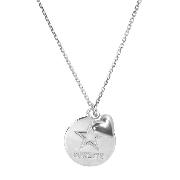 Dallas Cowboys Sterling Silver Circle with Heart Charm Necklace