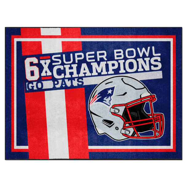 New England Patriots Dynasty 8x10 Rug Patriots Helmet Logo 6x Blue